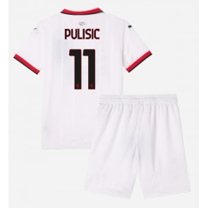 Billiga AC Milan Christian Pulisic #11 Bortatröja Barn 2024-25 Kortärmad (+ Korta byxor)